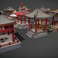 Ancient Architecture Pavilions With Multiple Models Various Roof Styles And Colorful Designs