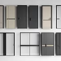 Various Modern Hinged Doors With Different Colors And Glass Panel Designs 3d model