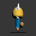 Cute Yellow Fox Like Game Character With White Ears Blue Outfit And Decorative Base
