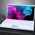 ANORO White Laptop With Colorful Abstract Screen Display And Sleek Keyboard