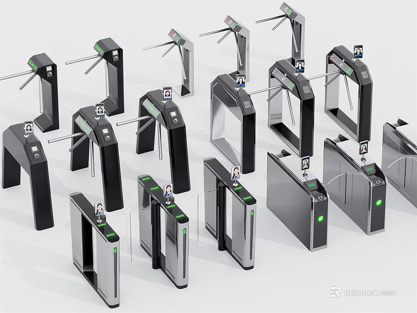 Various Types of Modern Access Control Gates for Public Facilities 3d model 