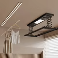 Modern Indoor Ceiling Mounted Clothes Drying Rack With Spring System And Hanging Garments 3d model