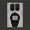 Electrical Control Device With Wooden Base Two Black Knob Switches And Meter Gauge