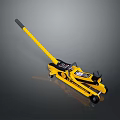 Yellow Floor Jack With Black Handle And Steel Base For Automotive Repair