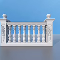 White Ornamental Balustrade With Decorative Balusters And Spherical Finials Against Gray Background