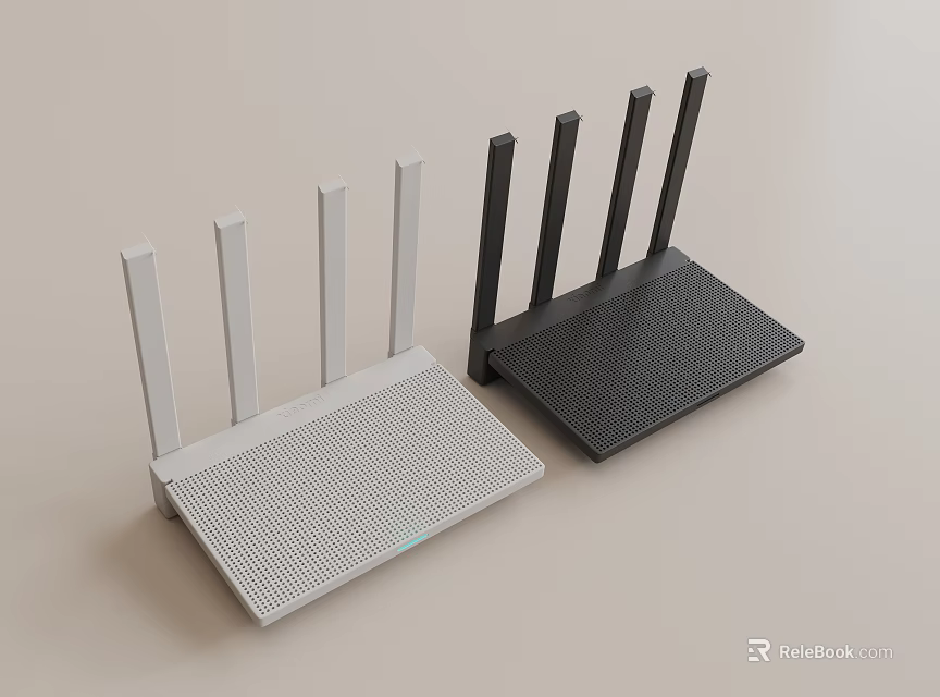 Wireless Routers With Multiple Antennas In White And Black Modern Design 3d model 