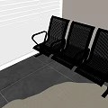 Silver Metal Public Chairs With Perforated Backrest Seats And Armrests By Window Blinds