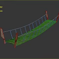 Traditional Wooden Bridge with Curved Railings and Colorful Planks Design
