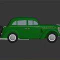 Vintage Green Classic Car With Rounded Body Spare Tire And Retro Design