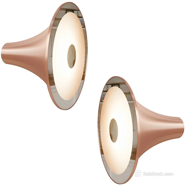 Modern Minimalist Rose Gold Wall Lamps With Round Light Shade And Metal Finish 3d model 