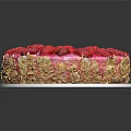 Delicious Fresh Strawberry Cake With Cream Layer Almond Flakes And White Plate