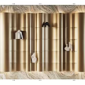 Elegant Decorative Cabinet With Gold Finish And Glass Display Shelves
