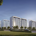 Modern High rise Residential Buildings Surrounded By Greenery Roads And Cars