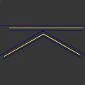 Two Golden Metallic Geometric Decorative Objects With Illuminated Edge Lines