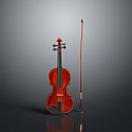 Classic Red Wooden Violin With Shiny Surface And Bow For Daily Use