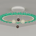 Modern Circular Ceiling Light with Crystal Decorations White Ring Featuring Hanging Beige Dark Brown Spheres 3d model