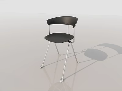 Modern Leisure Chair With Black Seat And Sleek Silver Metal Frame Design 3d model