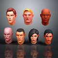 Various 3D Character Head Models With Different Hairstyles And Skin Tones