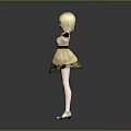 Game Movie Character With Blonde Hair Green Eyes In Black And Gold Patterned Dress