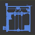 Detailed Blue 3D Model of Mechanical Frame Structure with Engineering Components