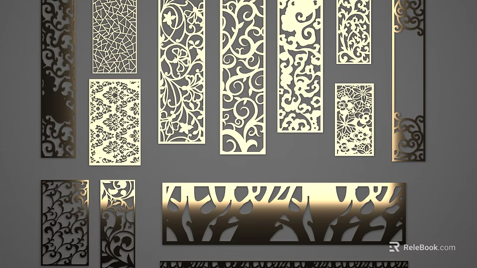 Elegant Laser Cut Curtains With Various Ornate Patterns And Decorative Designs 3d model