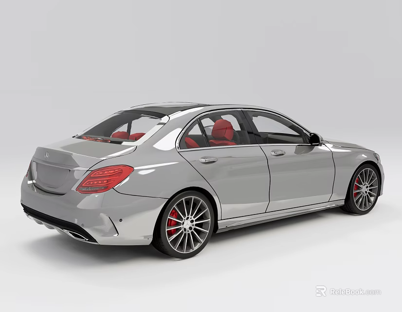 Silver Sedan Car With Red Seats Black Wheels And Sporty Exterior Look 3d model 