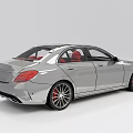Silver Sedan Car With Red Seats Black Wheels And Sporty Exterior Look