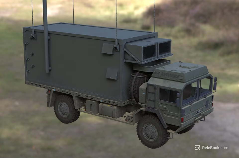 Military Style Functional Vehicle With Enclosed Cargo Container And Off Road Tires 3d model 