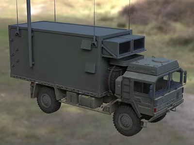 Military Style Functional Vehicle With Enclosed Cargo Container And Off Road Tires 3d model