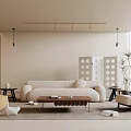 Modern Living Room Interior With Beige Sofa Brown Coffee Table And Yellow Armchair