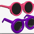 Two Pairs Of Stylish Pink And Purple Round Frame Sunglasses With Black Lenses