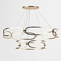 Modern Gold Metal Interconnected Circular Ring Chandelier with Lighting Fixture Design