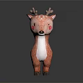 Cute Brown Plush Deer Toy With White Spots And Pink Cheeks Small Antlers On Head