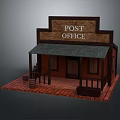 Rustic Post Office Interior Design With Wooden Counter Mailboxes And Seating