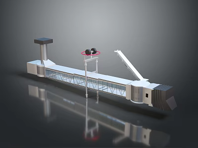 Mechanical Industrial Metal Platform Structure With Support Frames Track And Circular Components 3d model