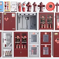 Comprehensive Fire Safety Equipment Assortment Featuring Extinguishers Hydrants Cabinets and Hoses 3d model