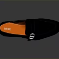 Classic Black Leather Shoes with Orange Lining and Metal Buckle for Daily Use
