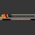 Modern Train With Sleek Yellow Red Gray Exterior Design And Side Windows 3d model
