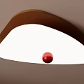 Modern Ceiling Light With Brown Frame White Light Surface And Red Sphere In The Center 3d model
