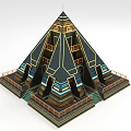 Ornate Pyramid Shaped Decorative Ornament Set With Gold Blue Accents And Multi layered Structure