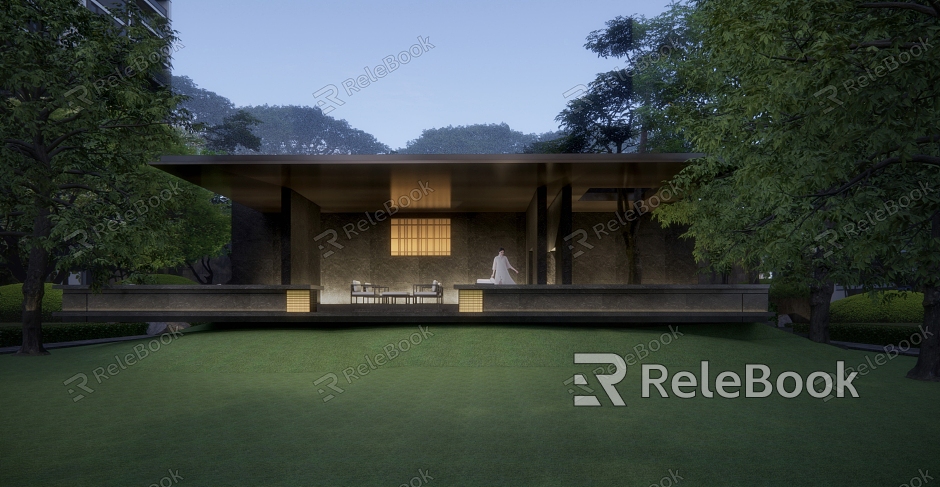 New Chinese Pavilion Oriental Residence Zen Leisure Pavilion Meeting Room model