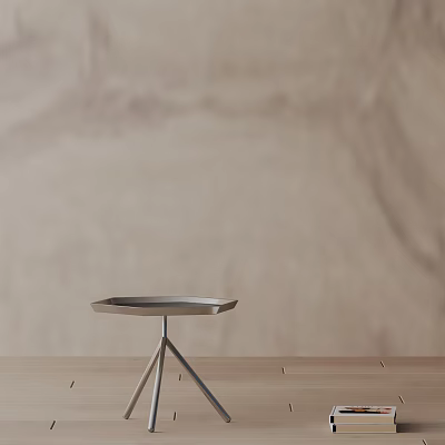 Minimalist Modern Side Table With Metallic Tripod Legs And Flat Top In Living Room Setting 3d model