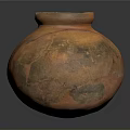 Traditional Handcrafted Pottery Sculpture with Orange Brown Color and Cracked Surface