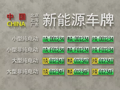 New Energy License Plates Small Large Pure Non Pure Electric Types In Beijing Shanghai Guangdong 3d model