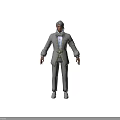 Man Wearing Silver White Suit With Gold Decorations Front And Back Views