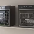 Modern Black Kitchen Dishwashers Double Units With Sleek Design And Stainless Steel Racks On Shelf