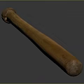 Vintage Wooden Baseball Bat With Smooth Surface On Gray Background 3d model