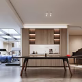 Modern Basement Interior Design with Fitness Equipment Piano and Wooden Cabinets