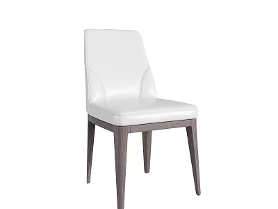 Sleek Modern White Dining Chair With Leather Seat And Wooden Legs Design 3d model