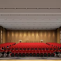 Cinema Interior With Red Seats And Wooden Walls